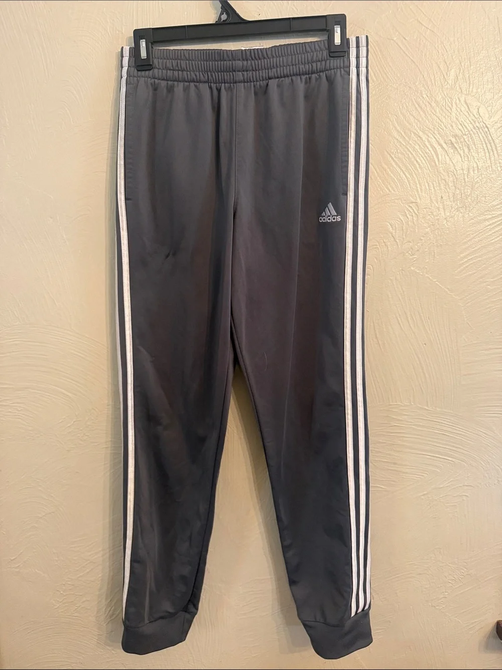 adidas Kids Black Jogger Pants with White Side Stripes